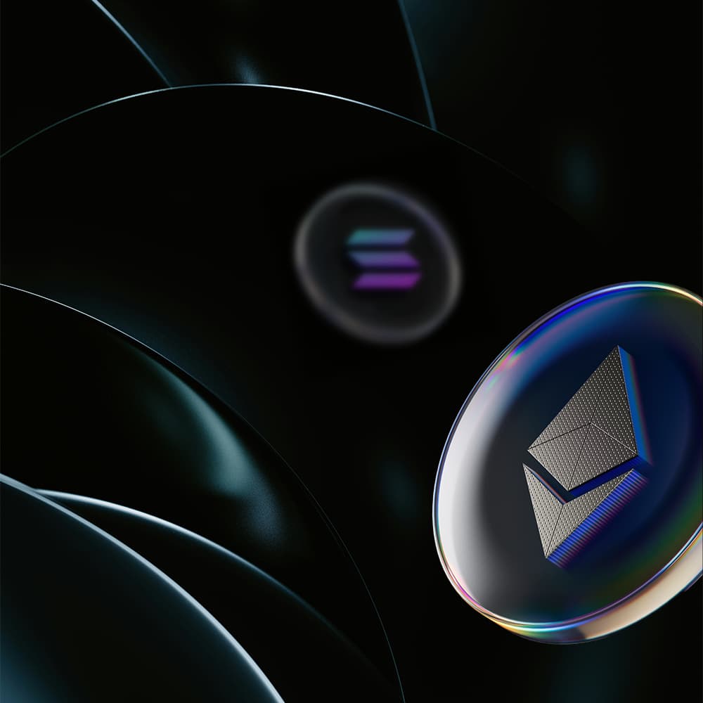 Dark Loomlay campaign image with Ethereum and Solana references in iridescent light